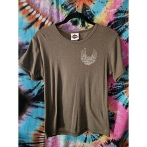 Harley Davidson Green Wings "Free Spirit" T Shirt Large Biker Y2K Motorcycle